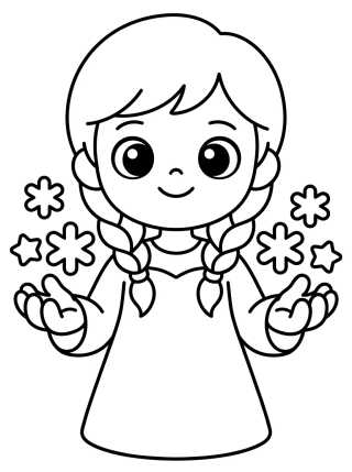 Desenho de Elsa Criança com Magia para colorir e imprimir grátis