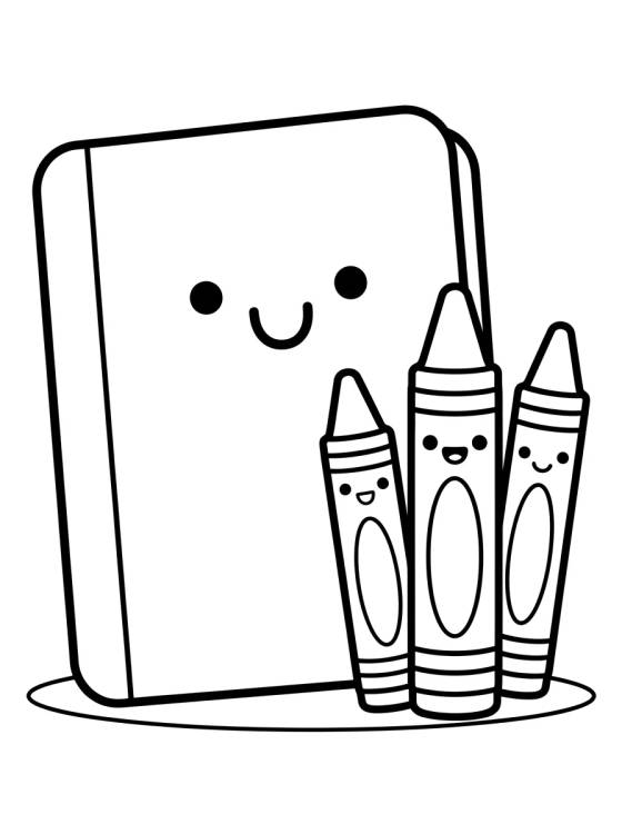 Caderno e Giz de Cera para colorir Desenho de Caderno e Giz de Cera para colorir e imprimir grátis