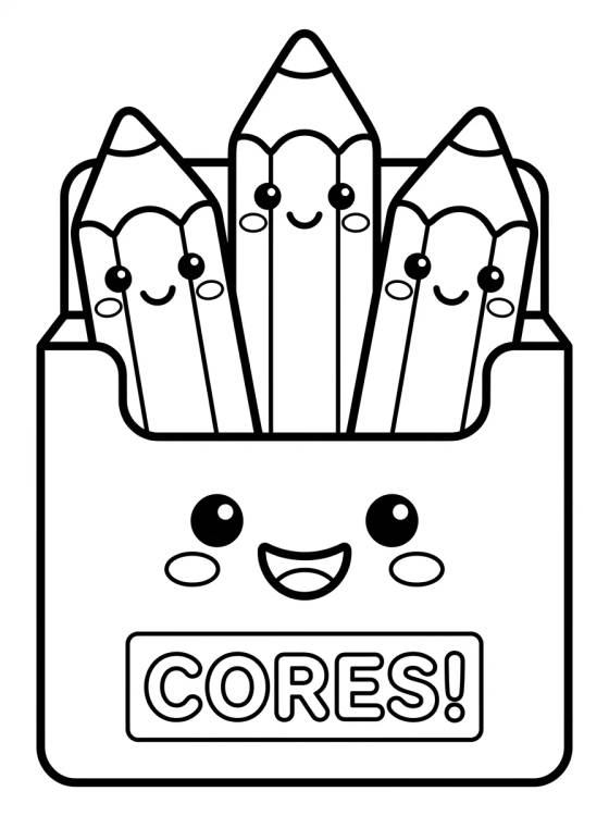 Desenho de Caixa de Lápis de Cor Feliz para colorir e imprimir grátis