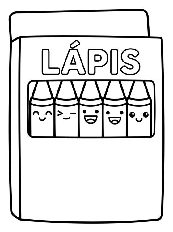Desenho de Caixa de Lápis de Cor Kawaii para colorir e imprimir grátis