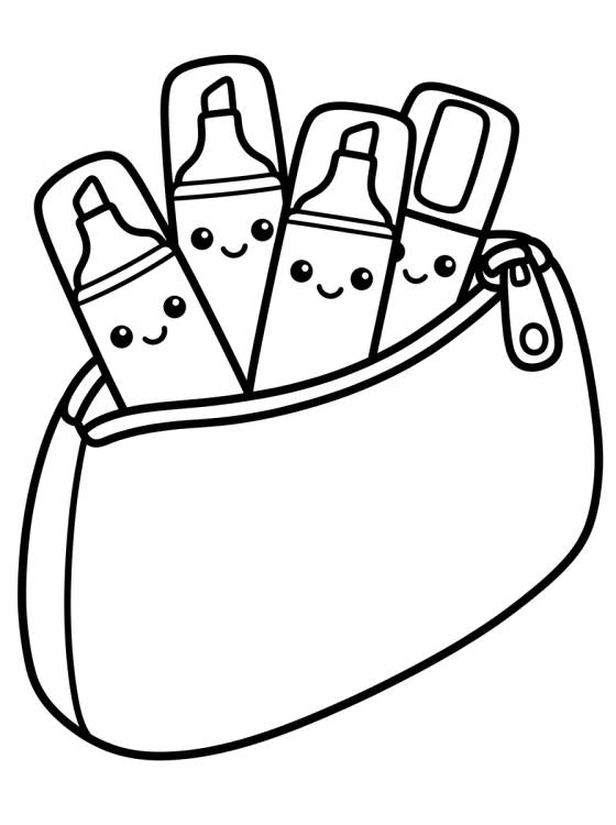Desenho de Estojo Recheado de Canetinhas para colorir e imprimir grátis