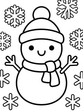Desenho de Boneco de Neve de Inverno para colorir e imprimir grátis