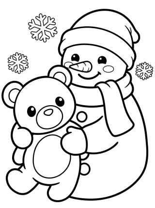 Desenho de Boneco de Neve de Inverno para colorir e imprimir grátis