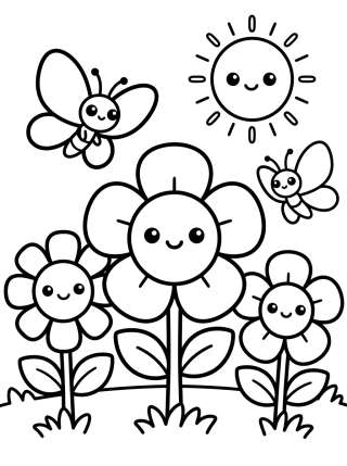 Coleção de desenhos para colorir: Estações do Ano Kawaii