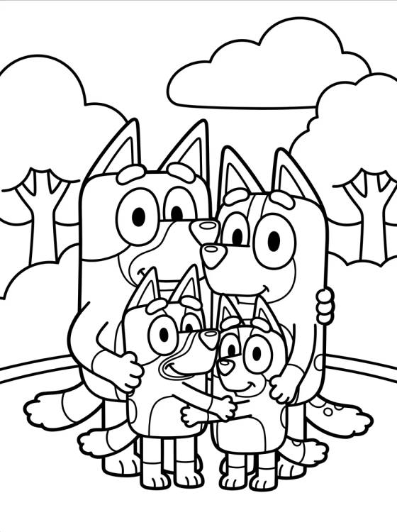 Abraço de Toda a Família Heeler para colorir Desenho de Abraço de Toda a Família Heeler para colorir e imprimir grátis