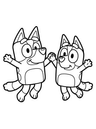 Bluey e Bingo Brincando para colorir Desenho de Bluey e Bingo Brincando para colorir e imprimir grátis