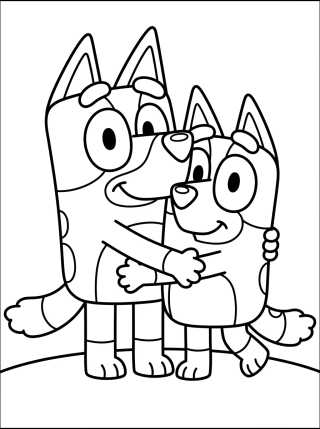 Bluey e Bingo Brincando de Abraço para colorir Desenho de Bluey e Bingo Brincando de Abraço para colorir e imprimir grátis