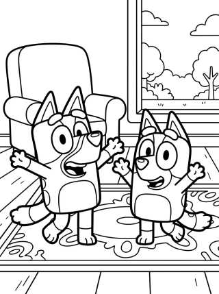 Bluey e Bingo Brincando Juntas para colorir Desenho de Bluey e Bingo Brincando Juntas para colorir e imprimir grátis