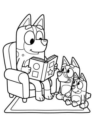 Desenho de Mamãe Chilli Lendo uma História para colorir e imprimir grátis