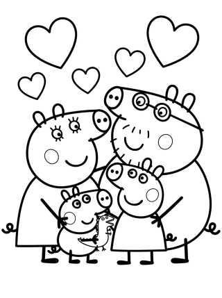 Abraço da Família Pig para colorir Desenho de Abraço da Família Pig para colorir e imprimir grátis