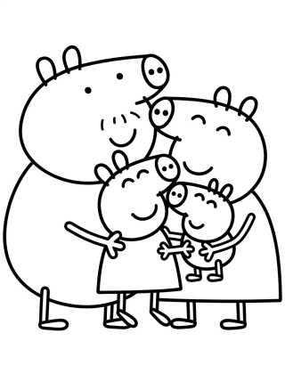 Abraço de Urso da Família Pig para colorir Desenho de Abraço de Urso da Família Pig para colorir e imprimir grátis