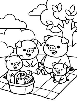 Coleção de desenhos para colorir: Família Pig