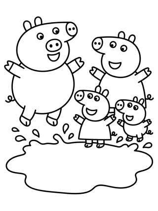 Coleção de desenhos para colorir: Família Pig