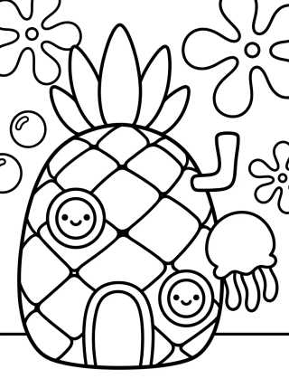 Desenho de Casa de Abacaxi do Bob Esponja para colorir e imprimir grátis