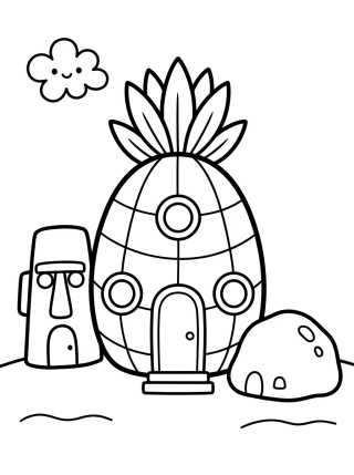 Desenho de Casa de Abacaxi na Fenda do Bikini para colorir e imprimir grátis