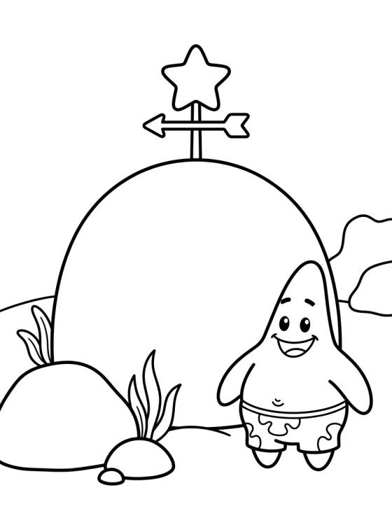 Desenho de Casa de Pedra do Patrick Estrela para colorir e imprimir grátis