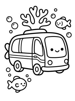 Desenho de Ônibus Submarino da Fenda do Bikini para colorir e imprimir grátis