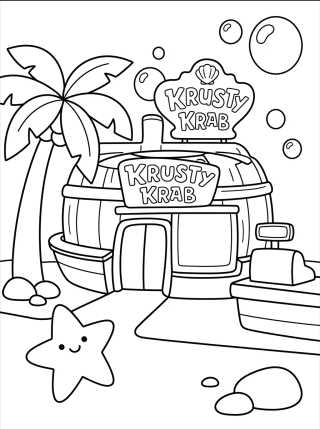 Desenho de Restaurante Siri Cascudo para colorir e imprimir grátis