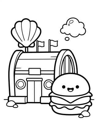 Desenho de Siri Cascudo e o Hambúrguer de Siri para colorir e imprimir grátis