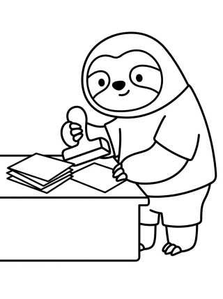 Desenho de Flash Preguiça Carimbando Documentos para colorir e imprimir grátis