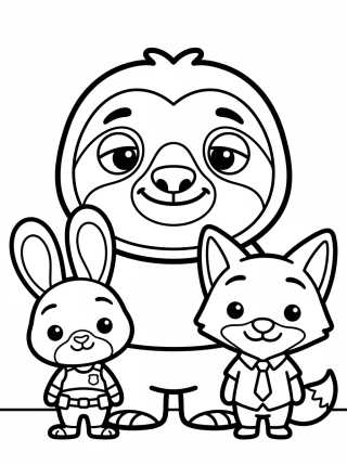 Flash Preguiça com Judy e Nick para colorir Desenho de Flash Preguiça com Judy e Nick para colorir e imprimir grátis