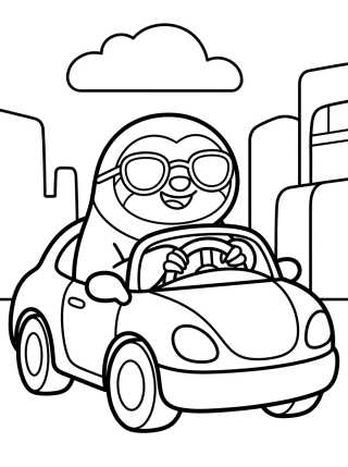 Desenho de Flash Preguiça Dirigindo Carro Esportivo para colorir e imprimir grátis
