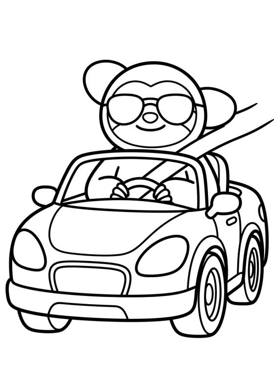 Desenho de Flash Preguiça Dirigindo Carro Esportivo para colorir e imprimir grátis