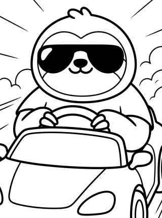 Desenho de Flash Preguiça Dirigindo Carro Rápido para colorir e imprimir grátis