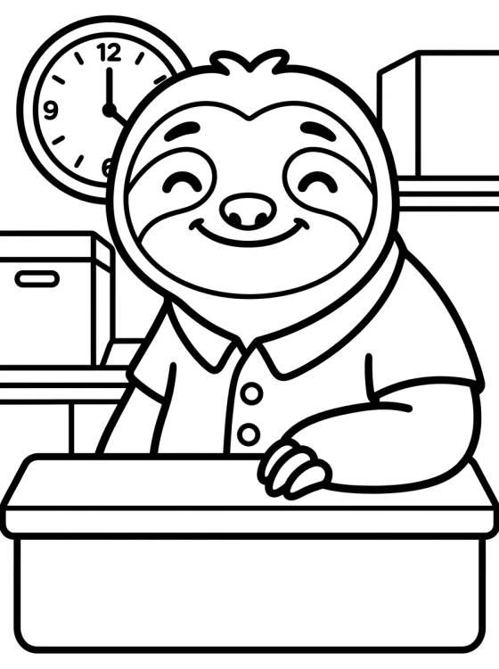 Desenho de Flash Preguiça Sorrindo no Balcão para colorir e imprimir grátis