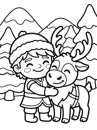 Desenho de Kristoff e Sven Amigos para colorir e imprimir grátis