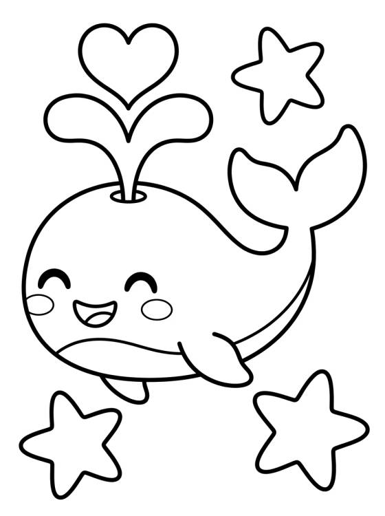 Desenho de Baleia Alegre Nadando para colorir e imprimir grátis