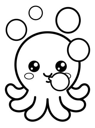 Desenho de Polvinho Kawaii com Borbulhas para colorir e imprimir grátis