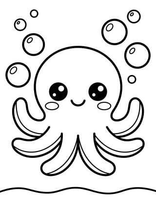 Polvo Kawaii Fofinho para colorir Desenho de Polvo Kawaii Fofinho para colorir e imprimir grátis