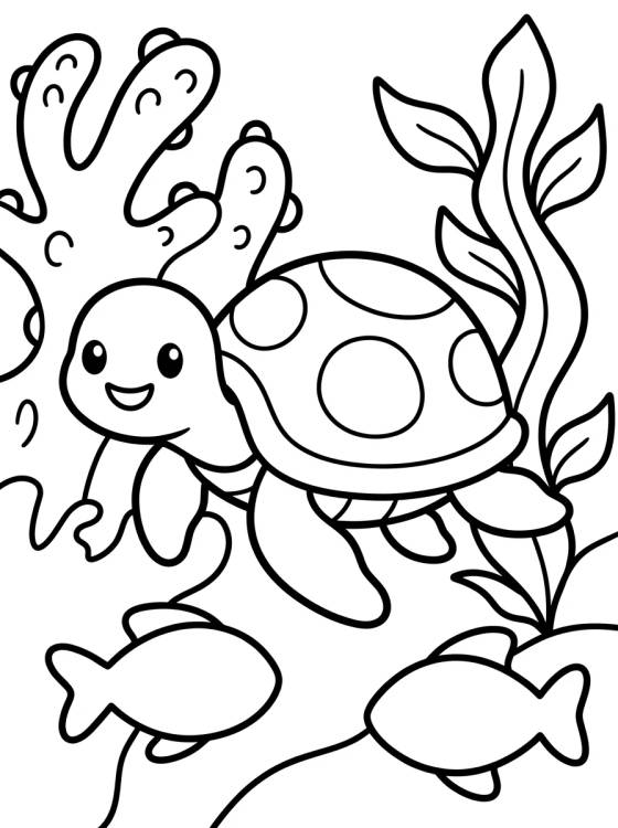 Desenho de Tartaruga Marinha Amigável para colorir e imprimir grátis