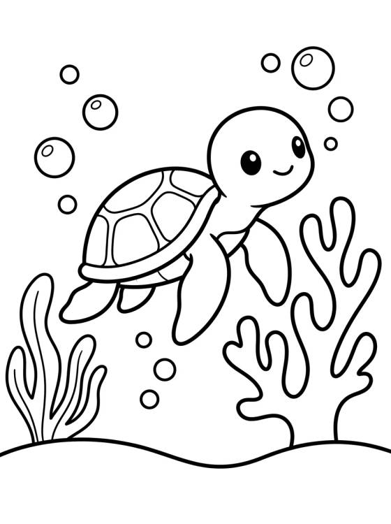 Desenho de Tartaruga Marinha Bebê para colorir e imprimir grátis