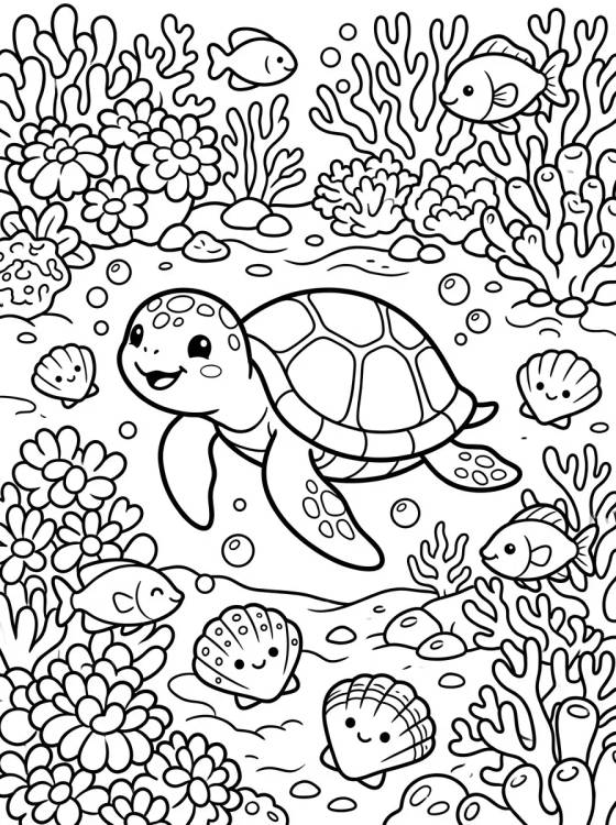 Desenho de Tartaruga Marinha Bebê para colorir e imprimir grátis