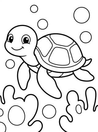 Desenho de Tartaruga Marinha Sorridente para colorir e imprimir grátis