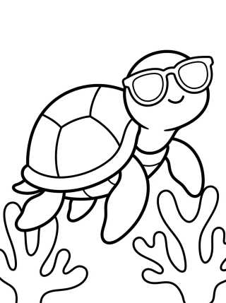 Tartaruguinha de Óculos de Sol para colorir Desenho de Tartaruguinha de Óculos de Sol para colorir e imprimir grátis