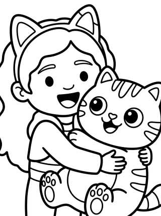 Desenho de Gabby Abraçando o Pandy Gato para colorir e imprimir grátis