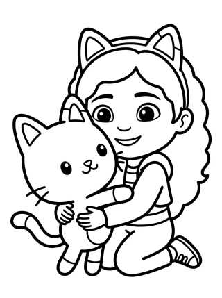 Desenho de Gabby Abraçando o Pandy Gato para colorir e imprimir grátis