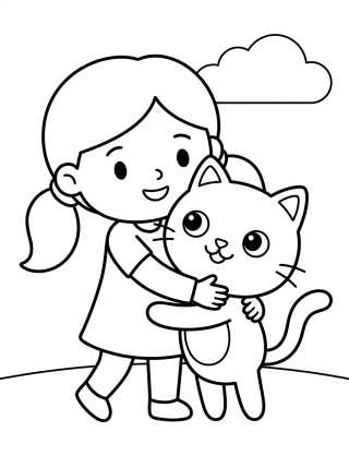 Desenho de Gabby Abraçando o Pandy Gato para colorir e imprimir grátis