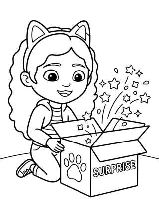 Desenho de Gabby Abrindo a Caixa Surpresa Mágica para colorir e imprimir grátis