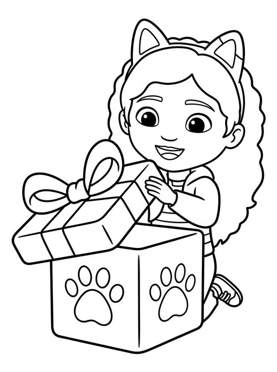Desenho de Gabby Abrindo Caixa Surpresa para colorir e imprimir grátis
