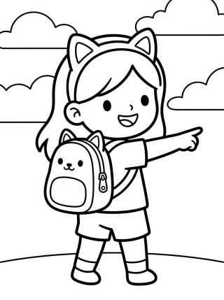 Desenho de Gabby com Mochila Mágica Pronta para Aventuras para colorir e imprimir grátis