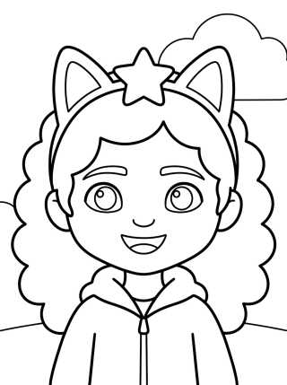 Desenho de Gabby com Tiara de Gatinho para colorir e imprimir grátis