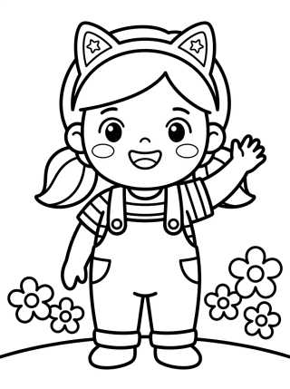 Desenho de Gabby com Tiara de Gatinho Sorrindo para colorir e imprimir grátis