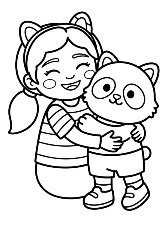 Gabby e Pandy Gato para colorir Desenho de Gabby e Pandy Gato para colorir e imprimir grátis