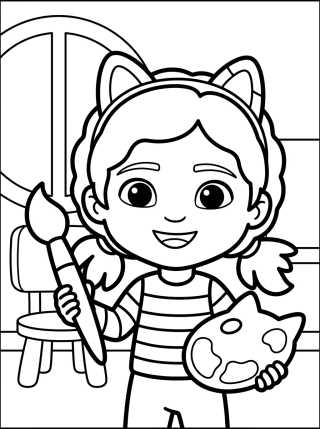 Desenho de Gabby Fazendo Pintura e Artes para colorir e imprimir grátis