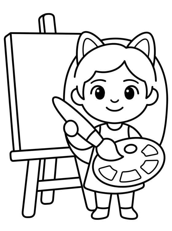 Gabby Pintando com Pincel e Tintas para colorir Desenho de Gabby Pintando com Pincel e Tintas para colorir e imprimir grátis
