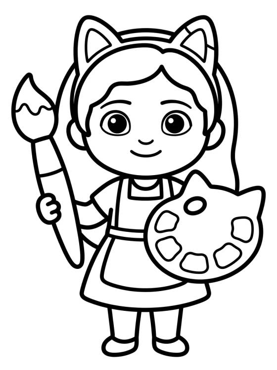 Gabby Pintora com Pincel para colorir Desenho de Gabby Pintora com Pincel para colorir e imprimir grátis